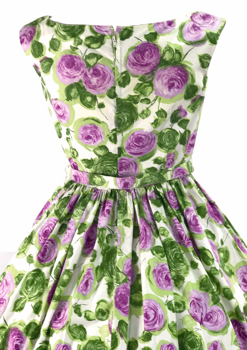 Original 1950s Lilac Roses Cotton Dress - New!