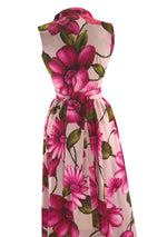 Striking 1960s Pink Floral Maxi Dress- New!