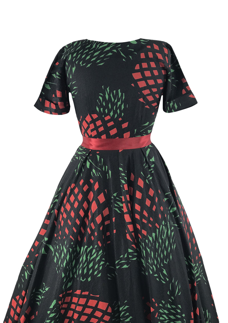 Vintage 1950s Stylised Waratahs Cotton Dress- New!