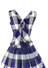 Vintage 1950's Blue & White Buffalo Plaid Cotton Dress  - New!
