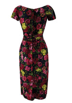 Vintage 1950s Roses Print Silk Wiggle Dress - NEW!