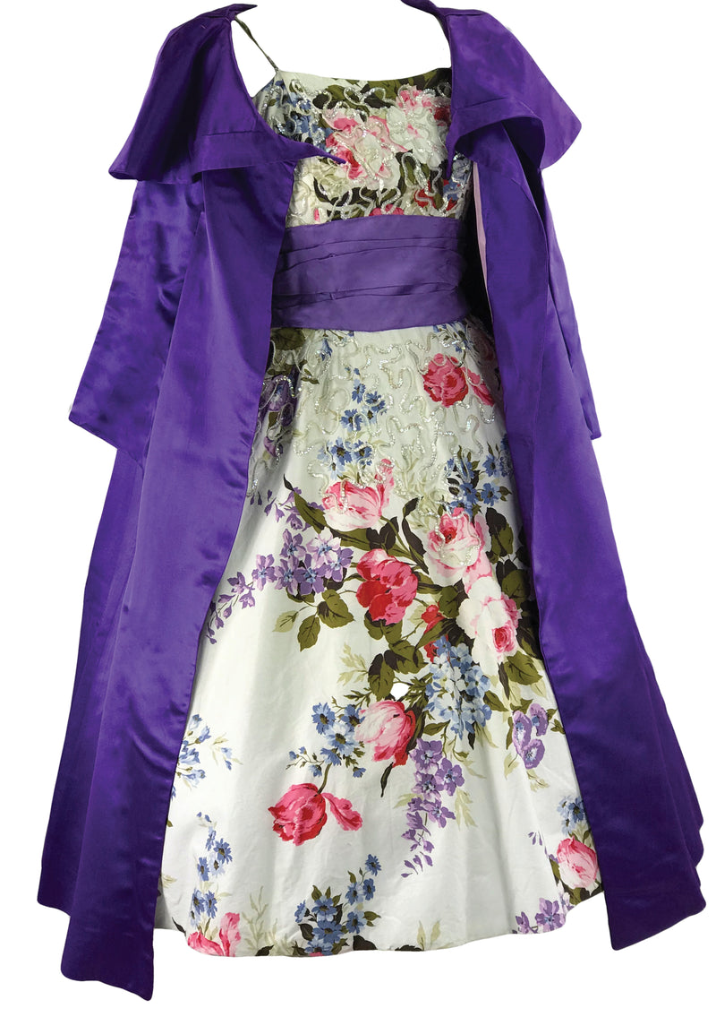 1950s Designer Floral Cocktail Dress- New!