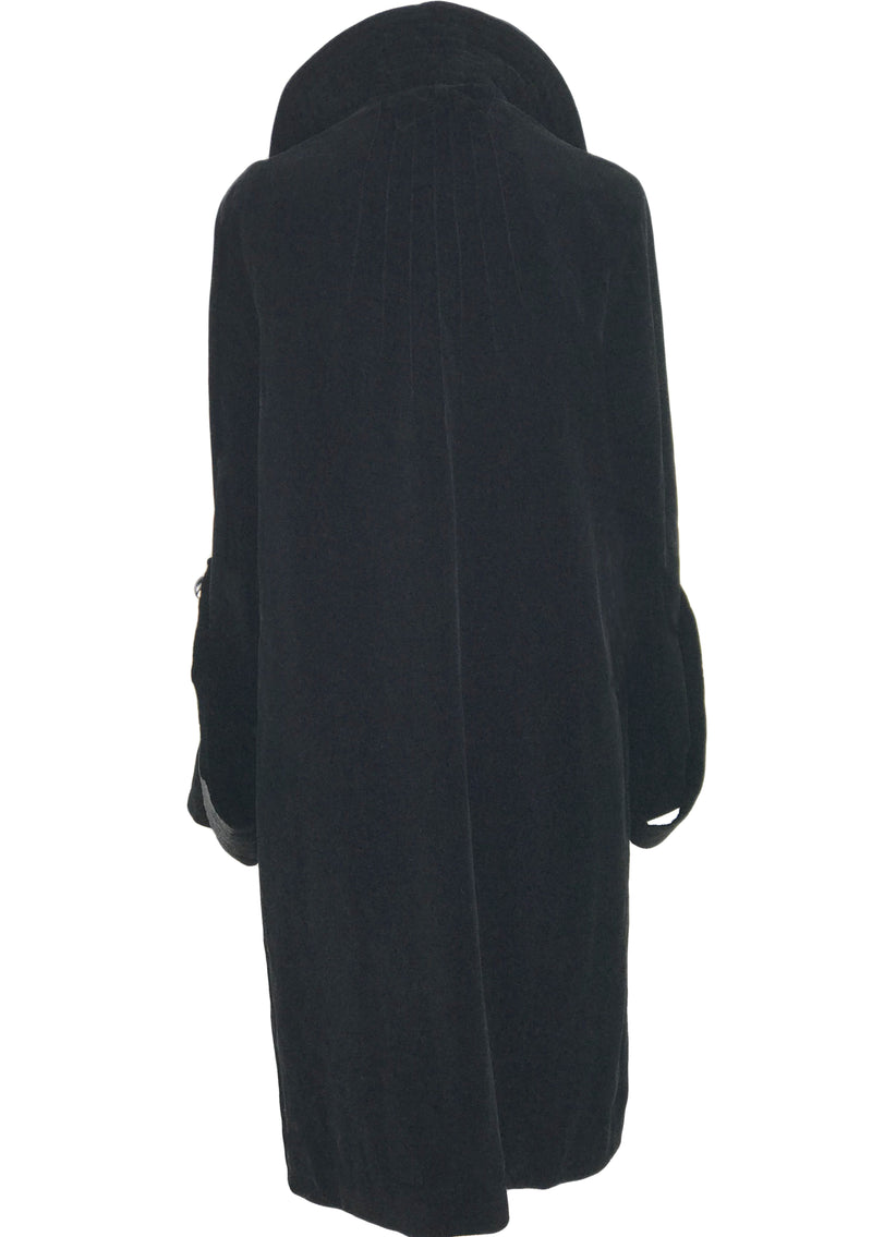 1920s Black Velveteen and Satin Flapper Coat - New!