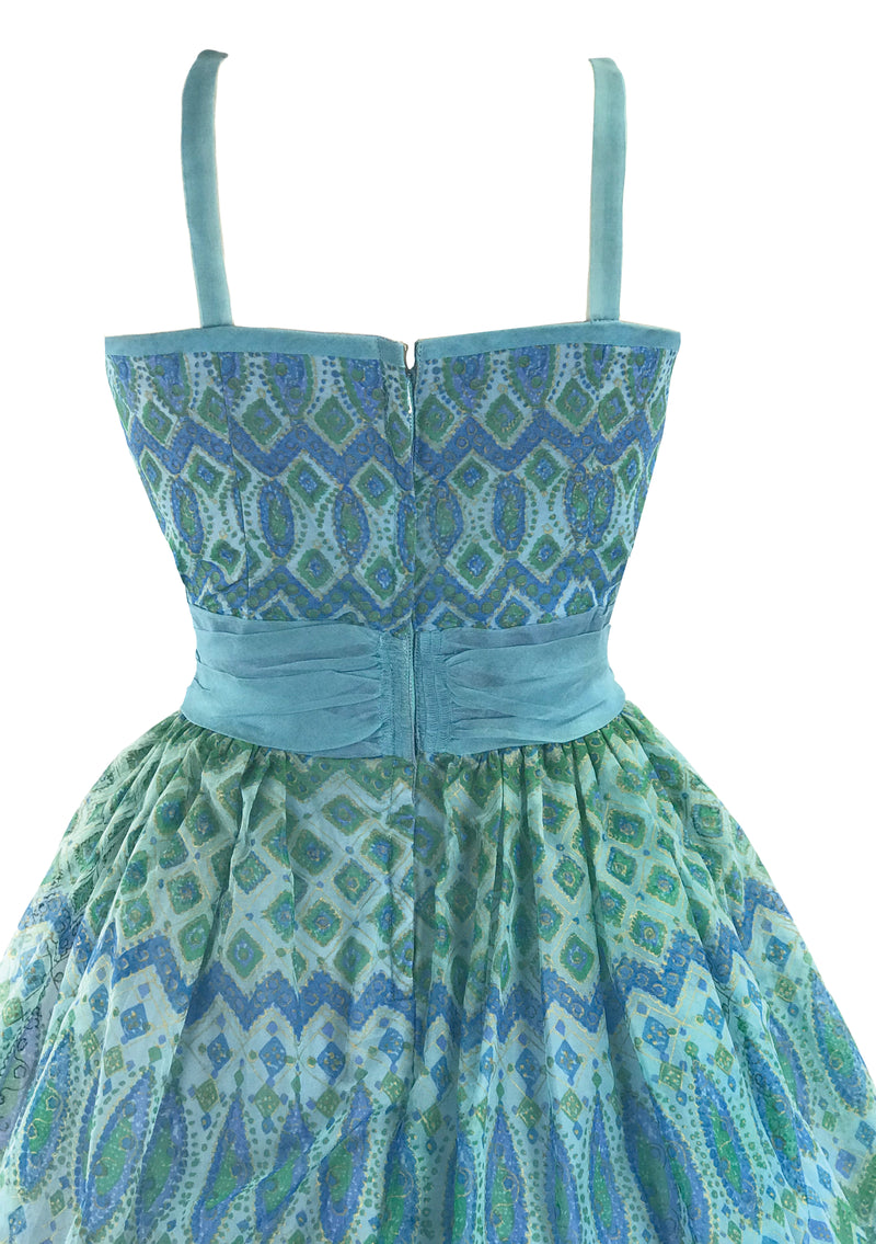 1950s Peacock Plaid Silk Organza Party Dress  - New!