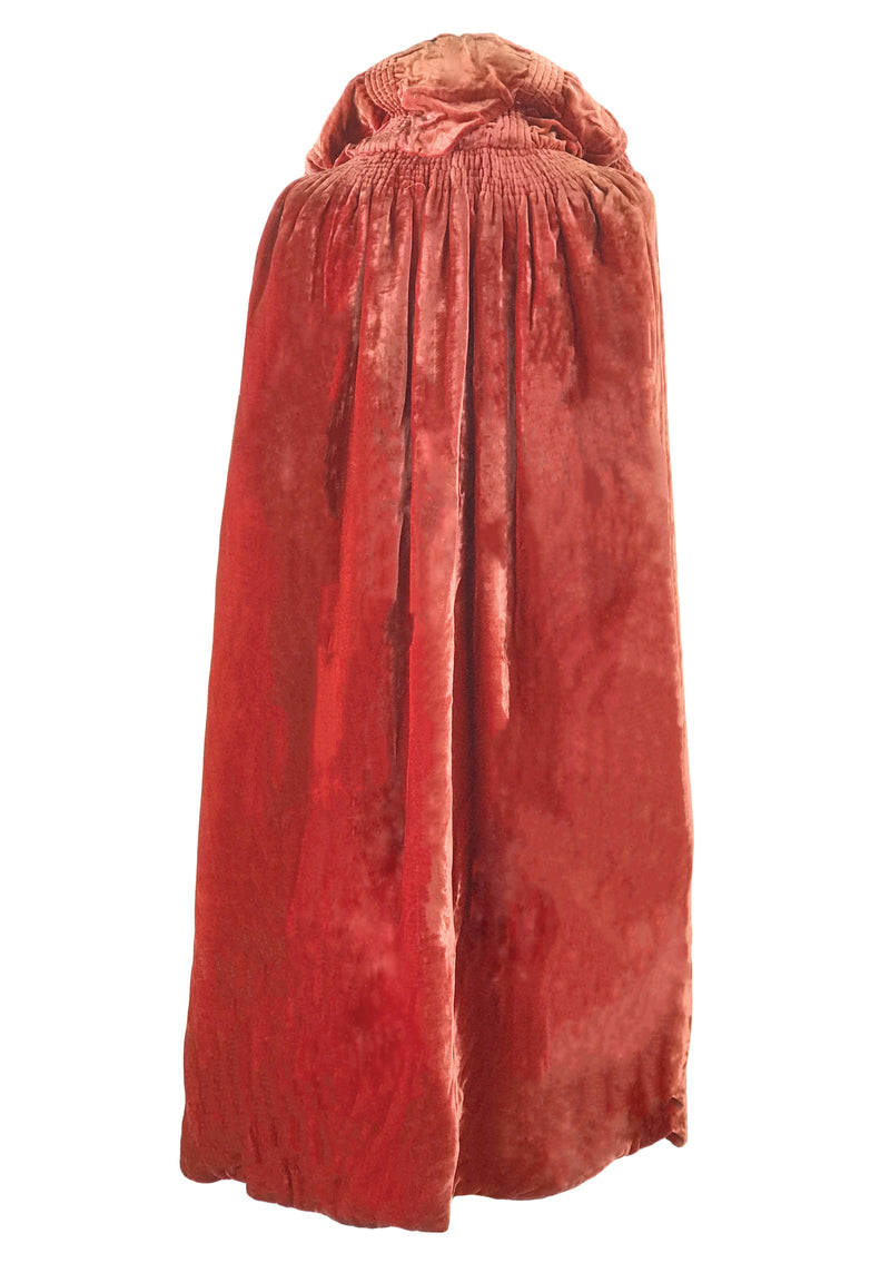 Vintage 1920s Tangerine Silk Velvet & Lame Cape - New!
