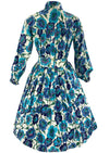Late 1950s to Early 1960s Blue Floral Cotton Dress- New!