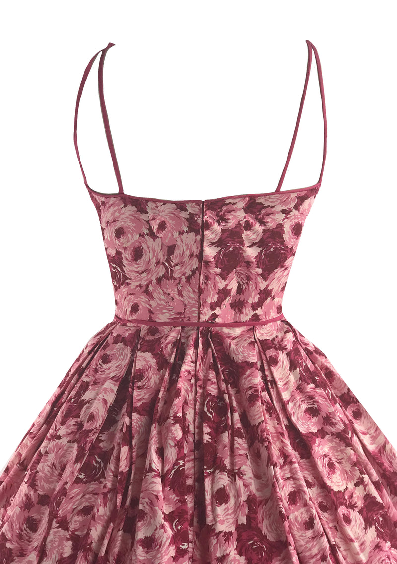 1950s Red and Pink Roses Cotton Sundress - New!