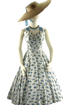 1950s Blue Delphinium Print Sundress Ensemble  - New!