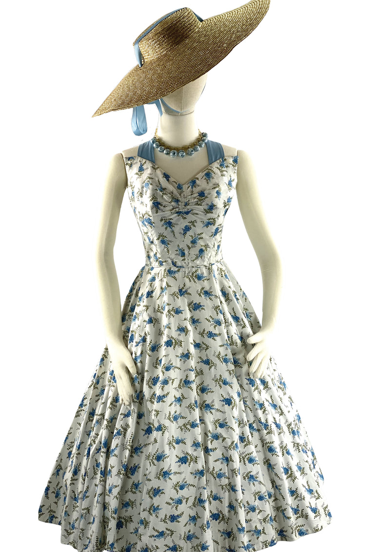 1950s Blue Delphinium Print Sundress Ensemble  - New!