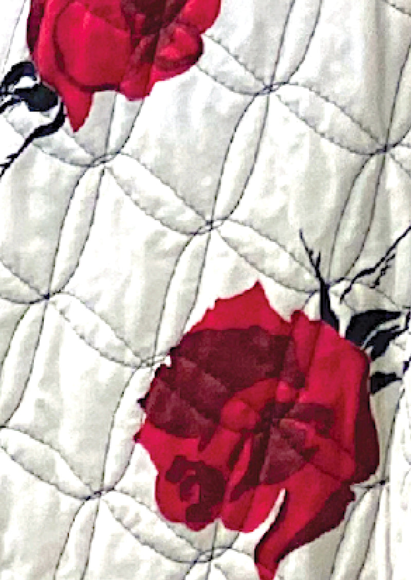 Vintage 1950s Red Rose Quilted Designer Skirt - NEW!
