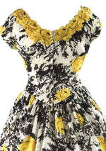 1950s Golden Roses Applique Cotton Dress - New!