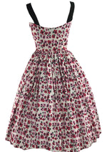 Gorgeous 1950s Pink Poppies Cotton Dress- New!