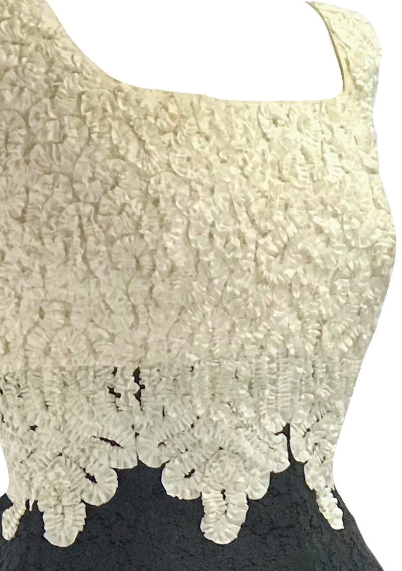 Lovely Late 1950s Black and Cream Lace Dress- New!