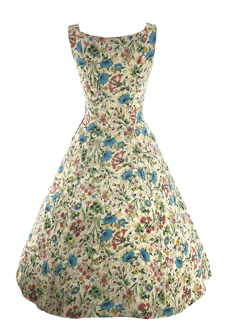 Vintage Late 1940s Field Flowers Rayon Dress- New! (ON HOLD)