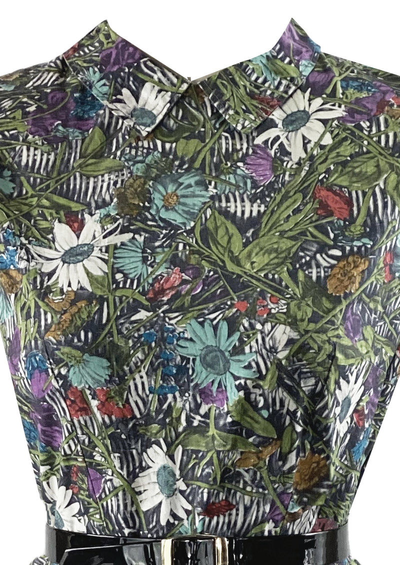 Vintage 1950s Floral Novelty Print Cotton Dress - NEW!