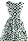 Vintage 1950s Green Polka Dot Pique Cotton Dress - NEW!