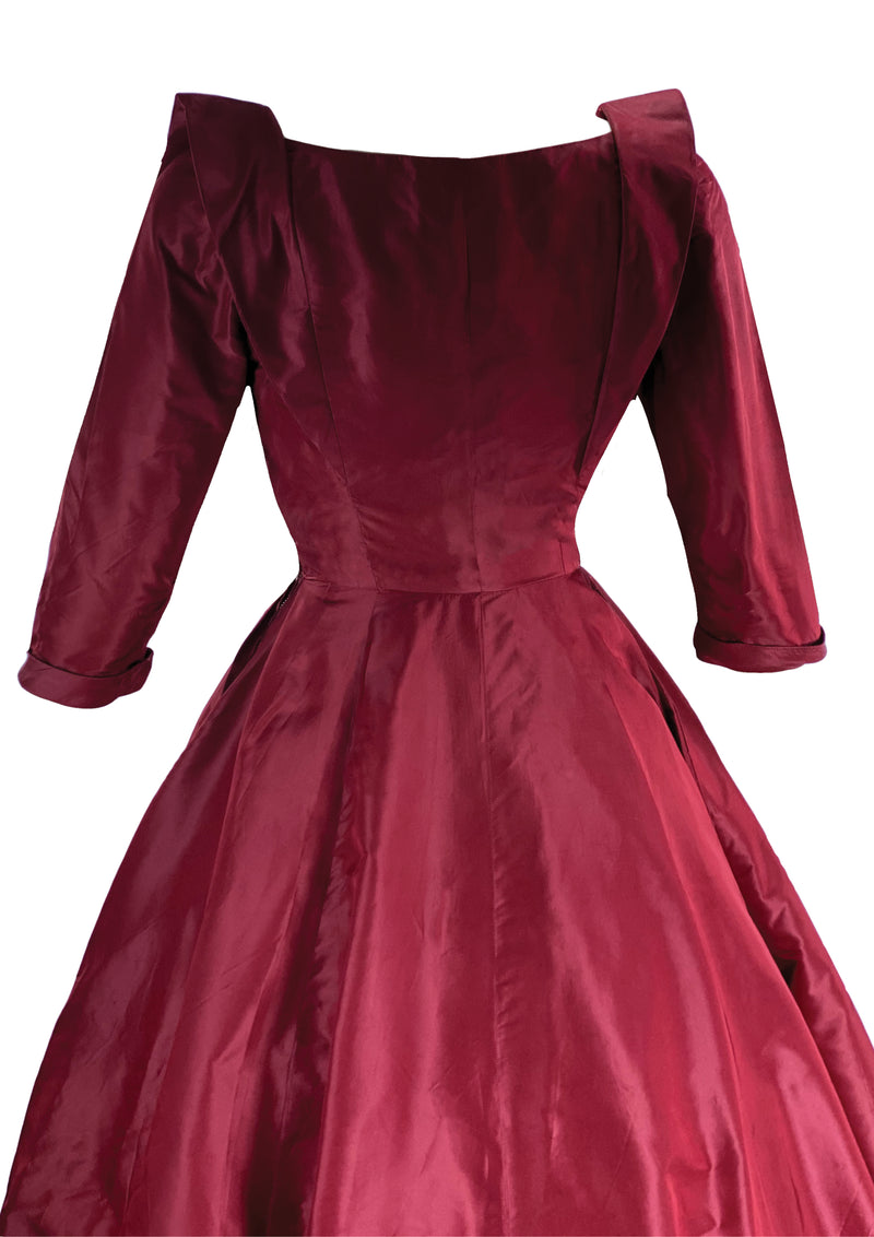 Sophisticated 1950s Merlot Satin Cocktail Dress- New! (ON HOLD)
