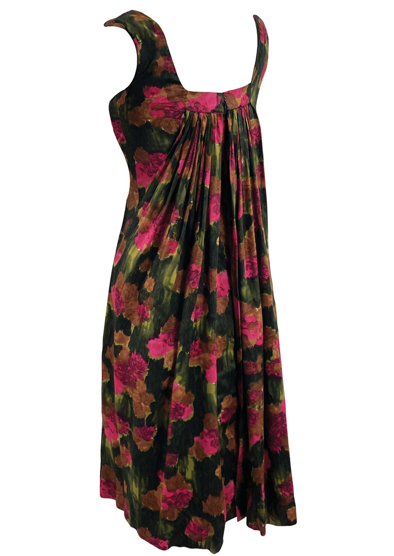 Vintage Late 1950s British Designer Floral Wiggle Dress - NEW!