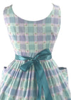 Vintage 1950s - 1960s Pastel Plaid Check Cotton Dress - New!
