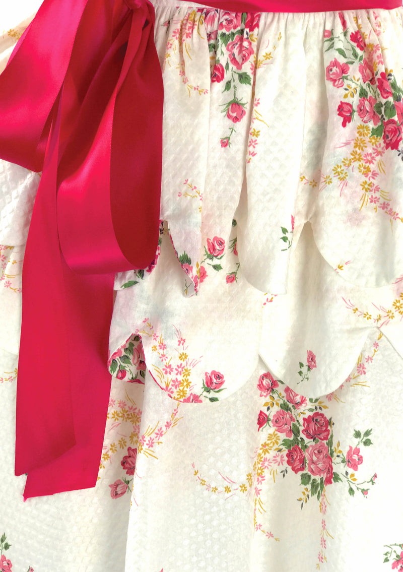 Vintage 1950s Pink Roses Bouquet Pique Dress  - New!
