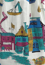 RARE 1950s English Seaside Novelty Print Dress- New! (RESERVED)
