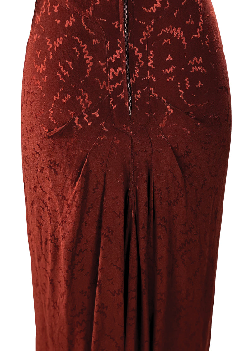 Vintage 1940s Russet Squiggle Rayon Dress- New!