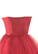 Vintage 1950s Red Tulle Cocktail Dress - New!