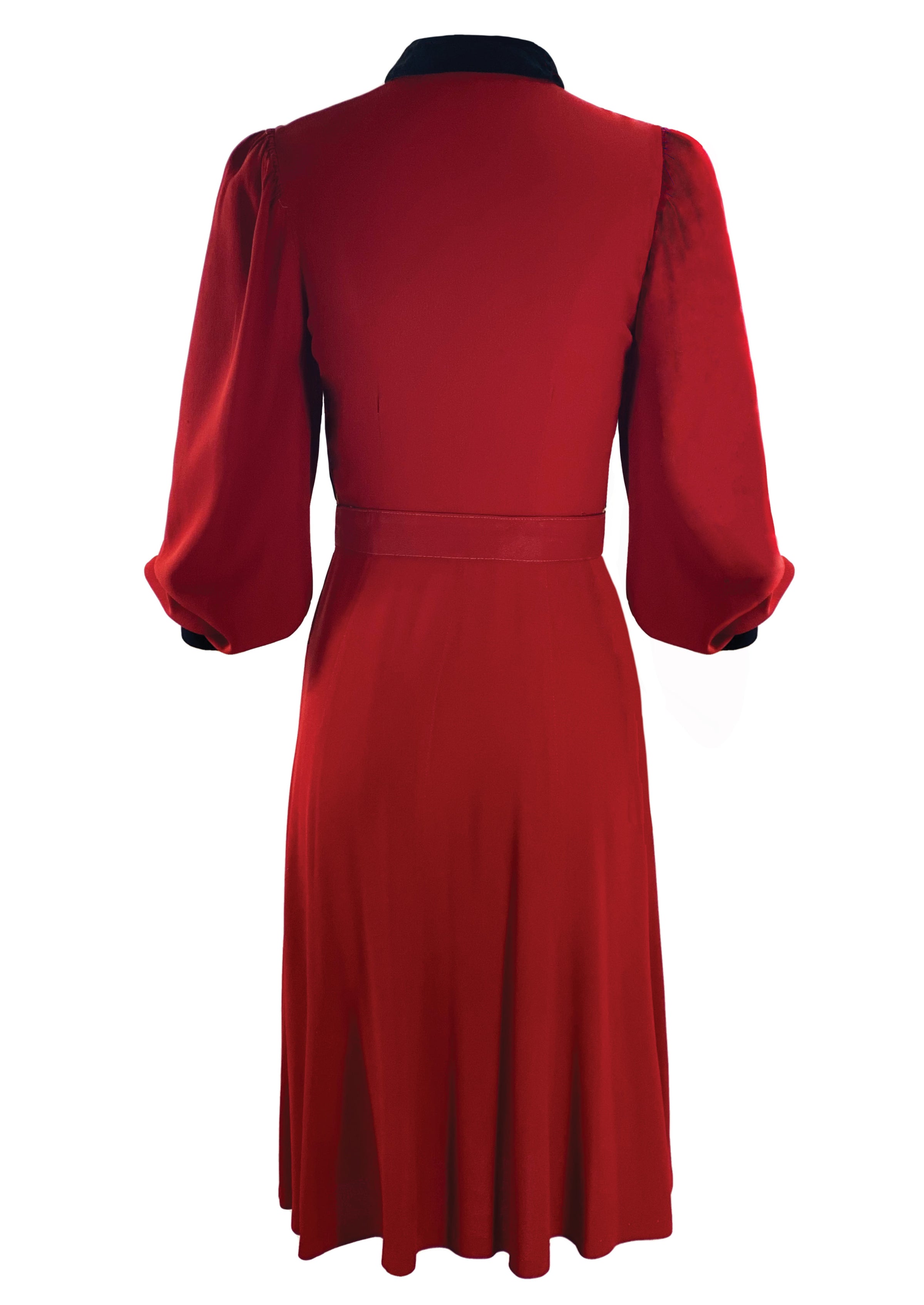 Striking Late 1930s Early 1940s Red & Black Dress- New! Coutura Vintage Striking Late 1930s Early 1940s Red & Black Dress- New! Coutura Vintage