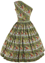 Late 1950s Florentine Print Cotton Dress - New!