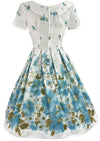 Late 1950s - Early 1960s Blue Border Floral Print - NEW!