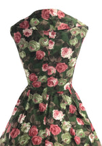 Lovely 1950s Roses Polished Cotton Dress- New!