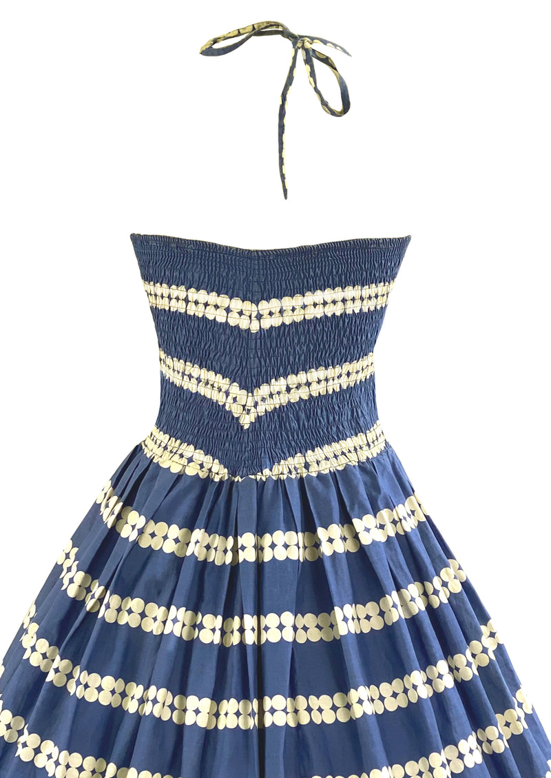 Vintage 1950s Blue and White Circles Cotton Sundress - NEW!
