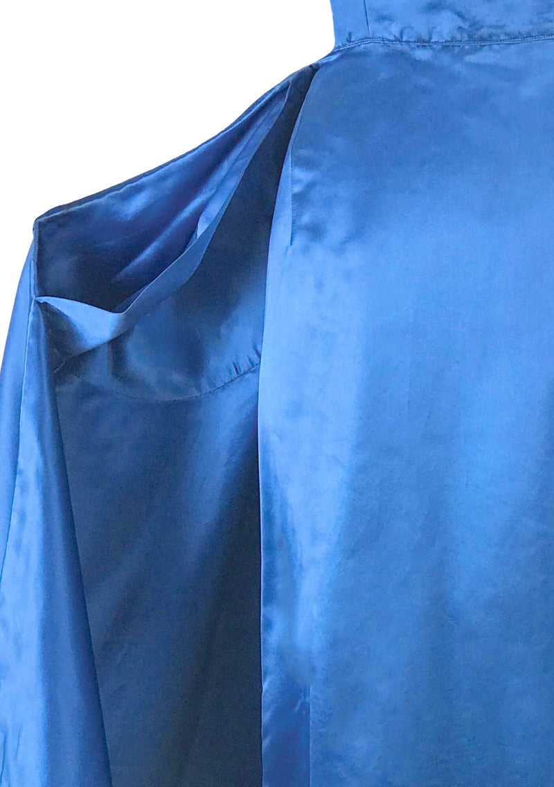 Amazing Late 1950s Blue Silk Satin Cocktail Dress- New!