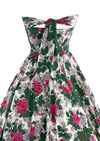Knockout 1950s Magenta Roses Cotton Dress - New!