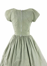 Late 1950s Green and White Stripes Cotton Dress- New!