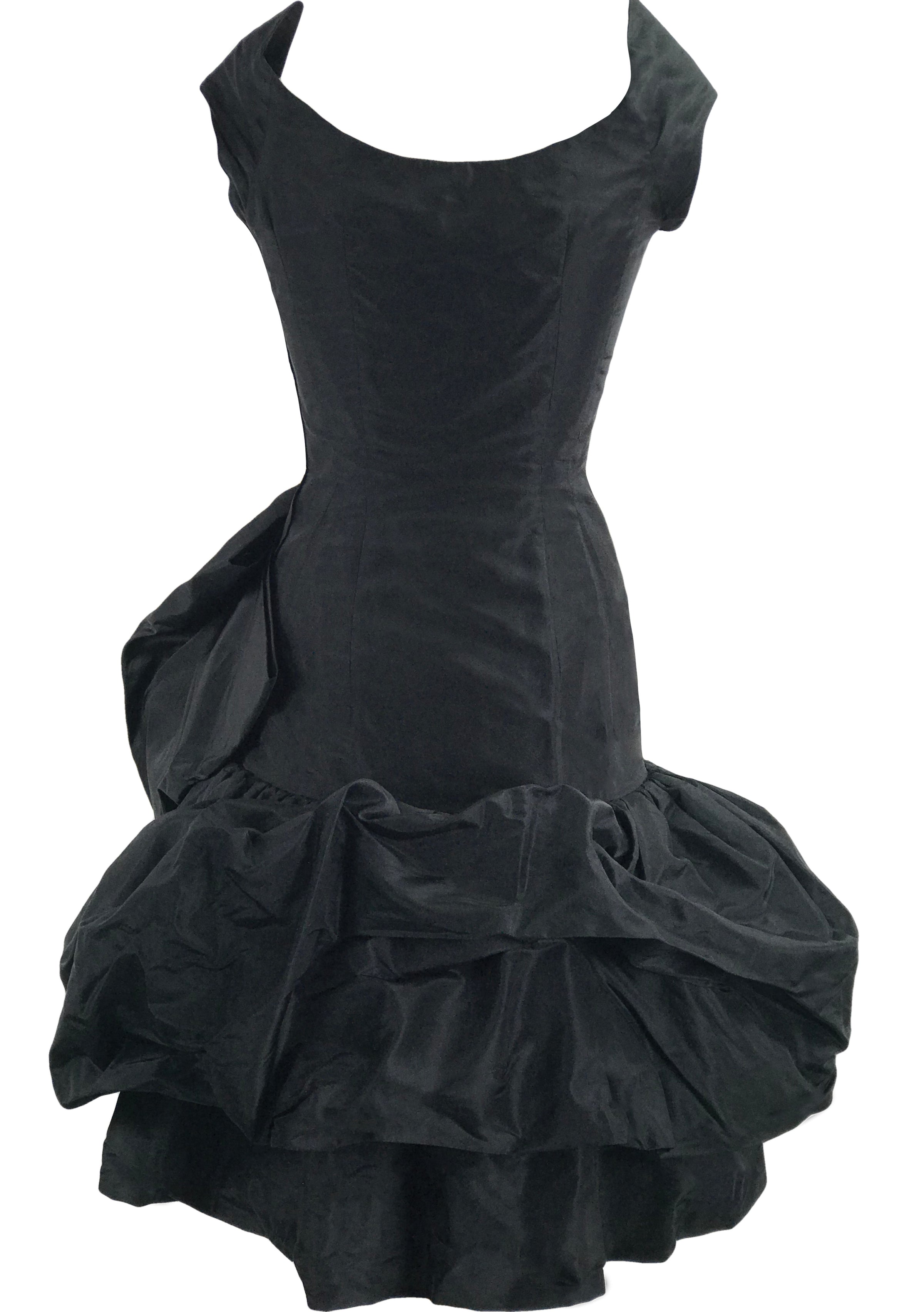 Vintage 1950s Black Draped Couture Cocktail Dress New Coutura