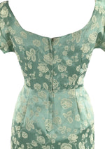 Vintage 1950s Seafoam Green Brocade Dress- New!