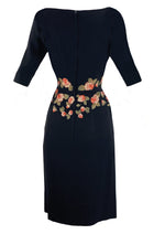 1950s Black Rayon Crepe Designer Dress with Appliqués- New! (SOLD)