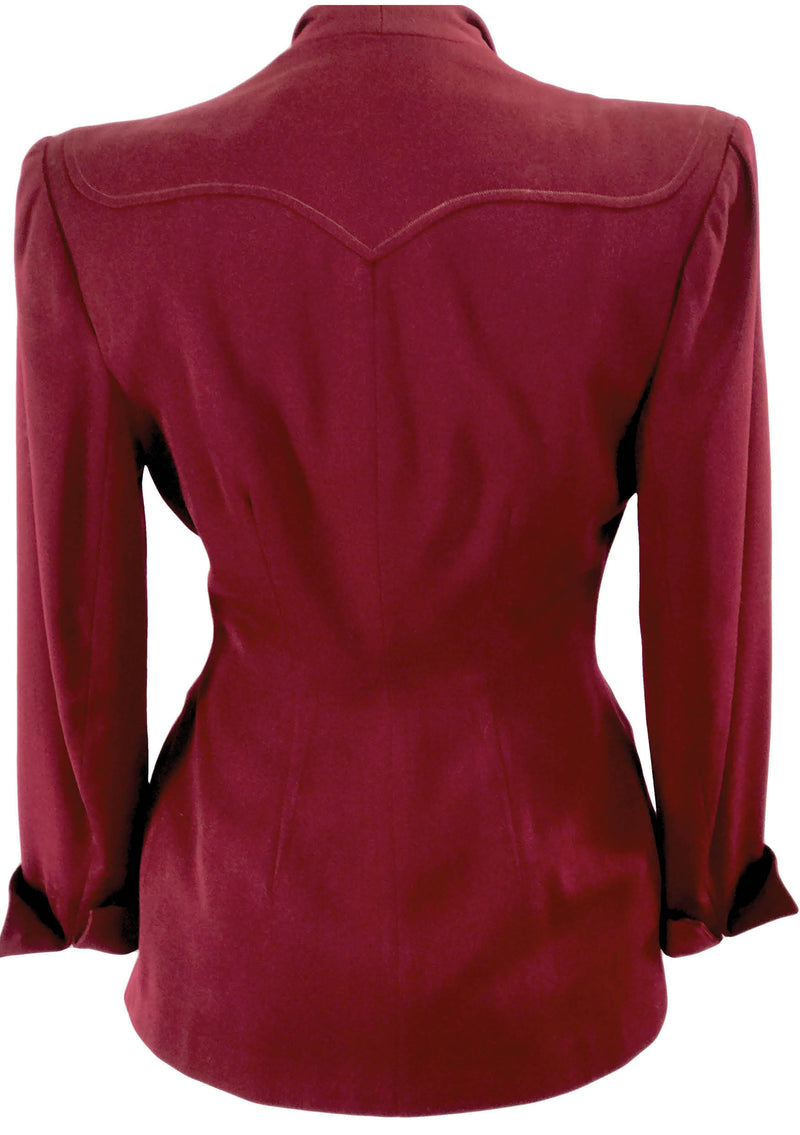 Vintage 1940s Couture Lilli Ann Burgundy Beaded Jacket- New!