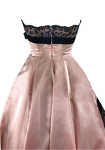 1950s Pink Silk Satin & Chantilly Lace Party Dress Ensemble - New!