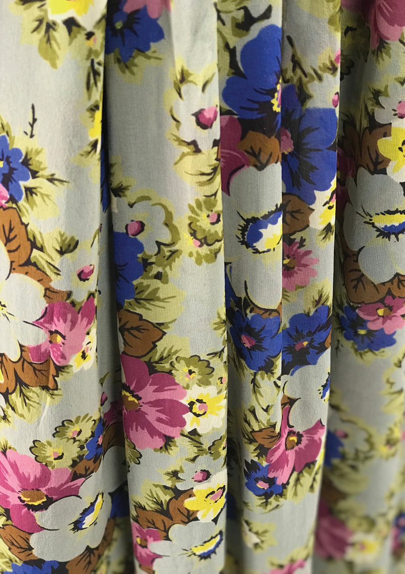 Vintage 1940s Floral Bouquet Crepe Draped Dress - New!