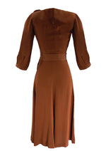 Late 1930s Russet Brown Crepe Dress - New!