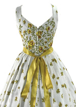 1950s Golden Roses Trellis Border Dress - New!