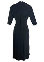 Classic 1940s Draped Black Rayon Dress- New!