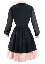 Vintage Deadstock 1960s Black and Pink Knobbly Cotton Dress- New!