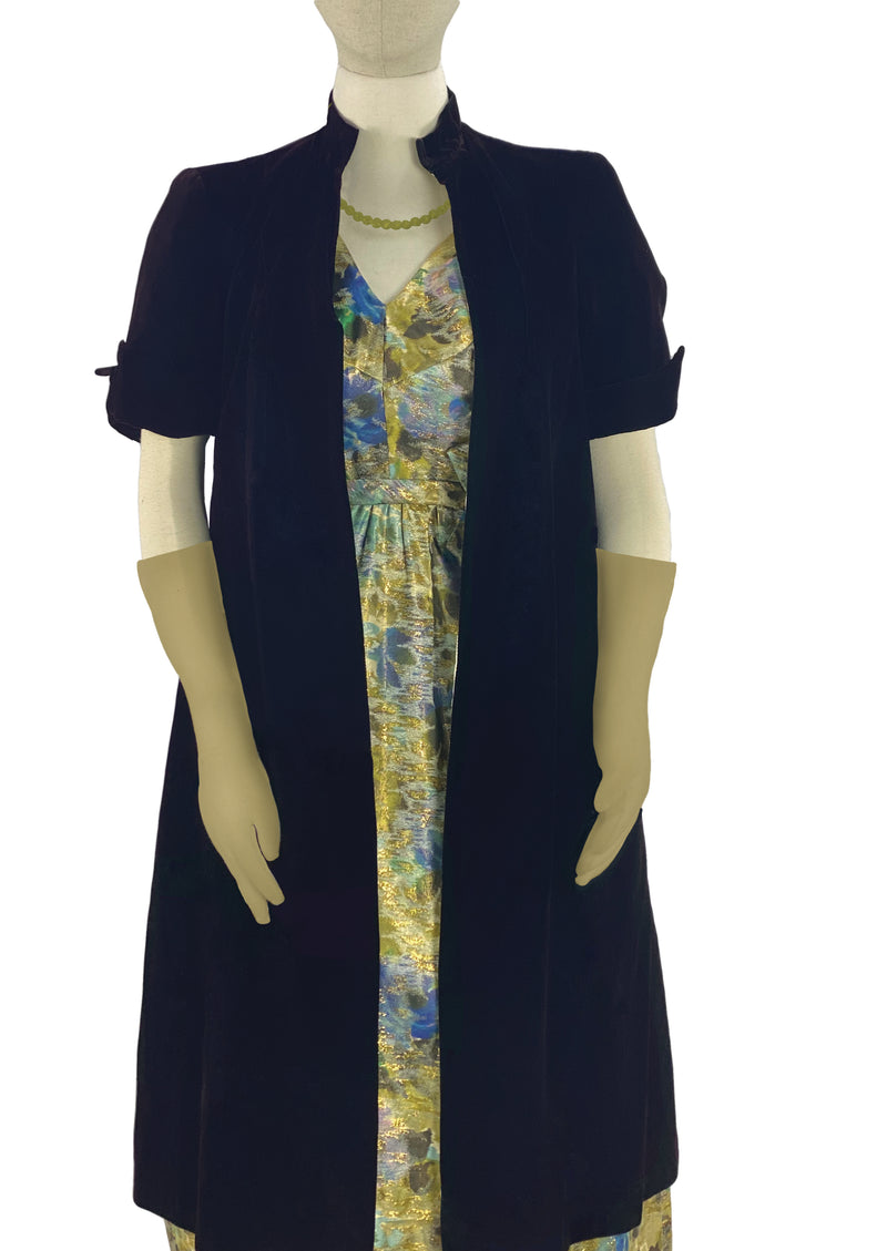 Late 1950s Eggplant Velvet Duster Coat - NEW!