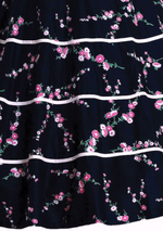 1950s Pink Floral on Black Party Dress Ensemble - New!