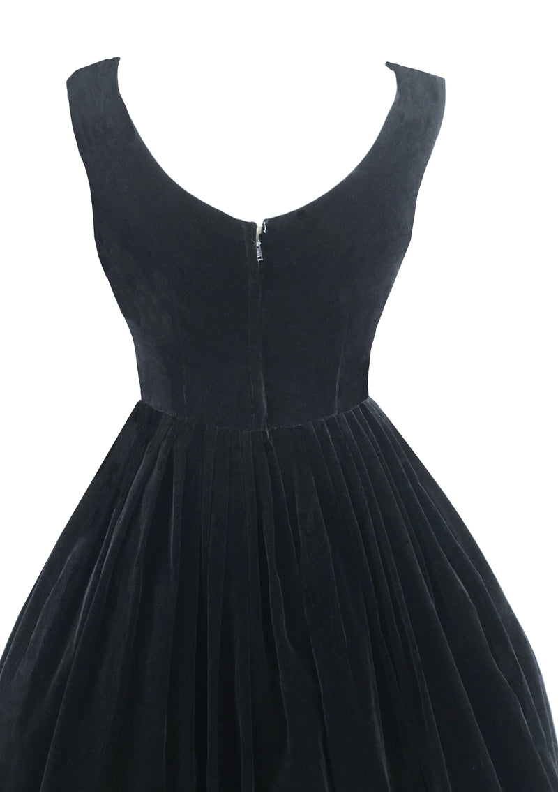 Quality 1950s Black Velvet Dress & Coat Ensemble- New!