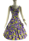 1950s - 1960s Lilac and Chartreuse Floral Print Dress- New! (ON HOLD)