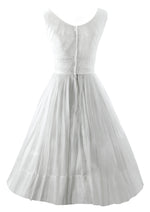 Late 1950s Early 1960s White Chiffon Cocktail / Wedding Dress- New!